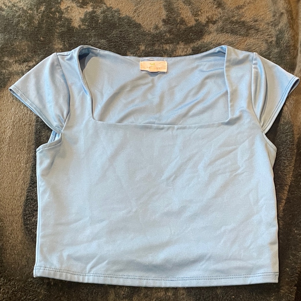 Women's Light Blue Square Neck Top